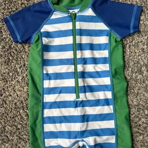 Infant Blue and Green Striped Kids Swimwear